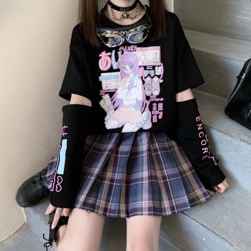 Gaming E-Girl Crop Top With Cuffs - Black / S