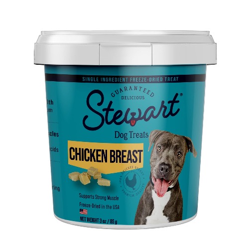 Stewart Freeze Dried Dog Treats, Chicken Breast, Healthy, Natural, Single Ingredient, Grain Free Dog Treat, Chicken Dog Treats, 3 Ounces, Resealable Tub - Chicken Breast 3 Ounce (Pack of 1)