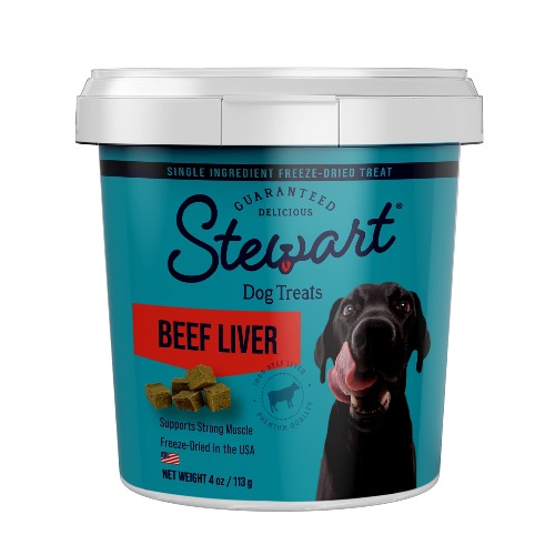 Stewart Freeze Dried Dog Treats, Beef Liver, Healthy, Natural, Single Ingredient, Grain Free Dog Treat, Liver Treats for Dogs, 4 Ounces, Resealable Tub - Beef Liver 4 Ounce (Pack of 1)
