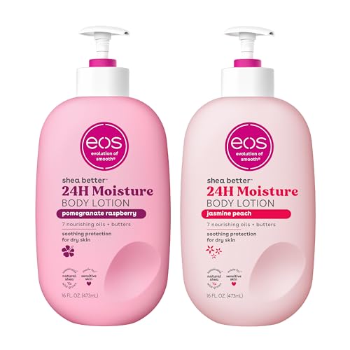 eos Shea Better Body Lotion Set- Jasmine Peach & Pomegranate Raspberry, 16 fl oz, 2-Pack - Jasmine Peach + Pomegranate Raspberry - 2 pack