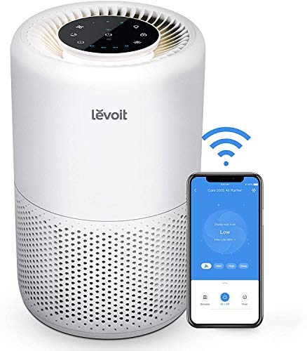 LEVOIT Air Purifiers for Home Large Room, Smart WiFi Alexa Control, H13 True HEPA Filter, Removes 99.97% of Pollutants, Covers up to 915 Sq.Foot, 24dB Quiet Cleaner for Bedroom, Core 200S, White - Cream White