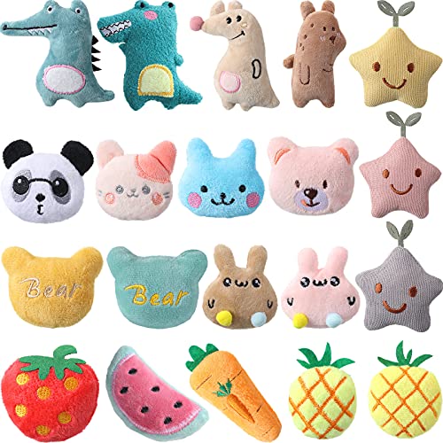20 Pieces Catnip Toys for Indoor Cat Plush Cat Chew Toys Cute Kitten Catnip Toys Cat Pillow Toys Kitten Entertaining Toys Interactive Cat Toys in 20 Different Cute Shapes Design for Cat Kitten Kitty - Lovely