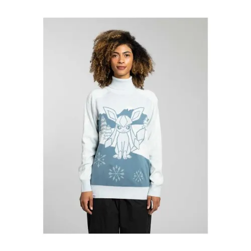 Glaceon Pokémon Holiday Blue Turtleneck Sweater - Adult