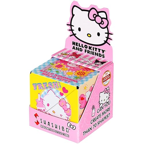 SHASHIBO Hello Kitty & Friends Shape Shifting Box - Award-Winning, Patented Magnetic Puzzle Cube w/ 36 Rare Earth Magnets-Fidget Toys for Adults & Kids 8+,Transform Into Over 70 Shapes (Garden Doodle) - Garden Doodle