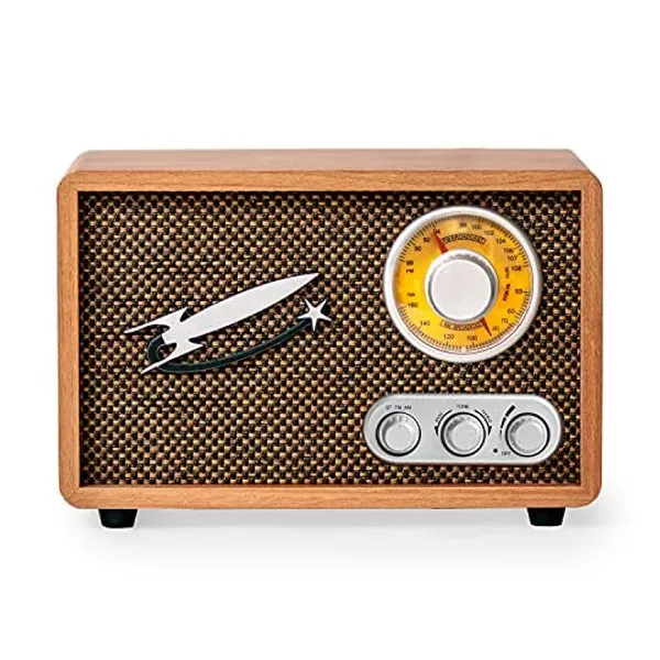 
                            Rocket Retro Radio AM FM with Bluetooth, Vintage Wood Radio for Kitchen, Office, Garage, Camper
                        