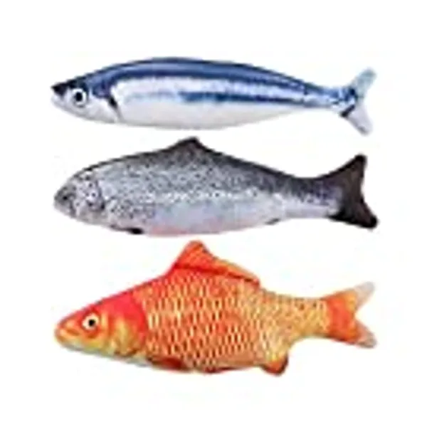pepoot Catnip Toys Kitten Toys Cat Toy Fish Plush Fishes Dolls Interactive Pets Pillow Chew Toys for Cats Pet Supplies for Kitty (Saury + Salmon + Red Snapper)