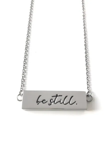 Minimalist Diffuser Necklace:"BE Still" Aromatherapy bar Necklace for Essential Oils with Modern Pendant Style Locket (Reversible and Adjustable)