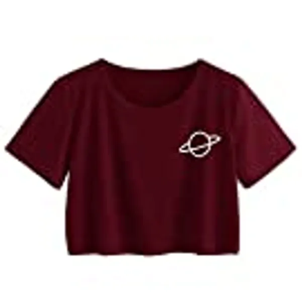 SweatyRocks Women's Short Sleeve Print Crop Top T Shirt