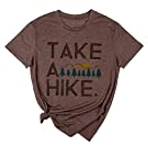 Xiaomomo Womens Take A Hike Printed Short Sleeves T-Shirt Casual Camping Hiking Graphic Tee Tops