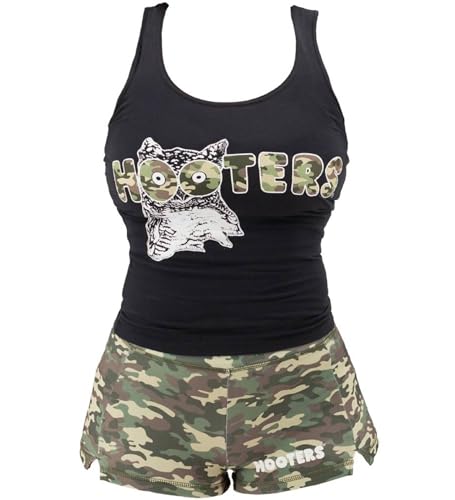 Ripple Junction Hooters Girl Iconic Waitress Outfit Includes Tank Top and Shorts Set Officially Licensed - X-Large - Camo