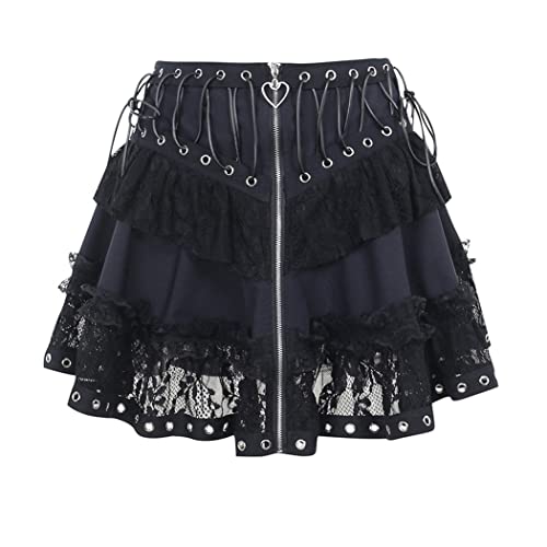 win2win Punk Goth Skirt Black Gothic Grunge Y2k Skirts for Women or Teen Girls - Large - Black 1