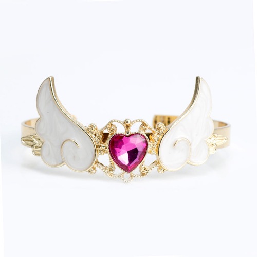 Winged Cuff Bracelet with a Touch of Magic - Dark Purple