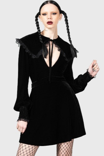 Emilee Emilee Collar Dress | M / Black / 95% Polyester 5% Elastane