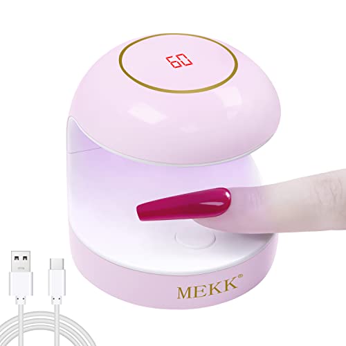 MEKK Mini UV Light for Gel Nails, LCD UV Light for Nails 18W One Finger UV LED Nail Lamp Type-c UV Nail Lamp Innovative LED Nail Lamp Professional Nail Dryer for Nail Art（Pink） - A-pink