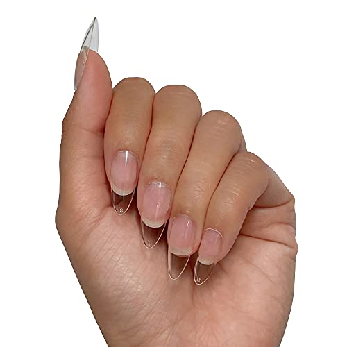 Flossy Nail Soft Gel Nail Tip Box 600pcs Almond Shape Medium Length Full Cover 12 sizes Pre-shaped Soak Off Nail Extensions DIY - Almond (M)