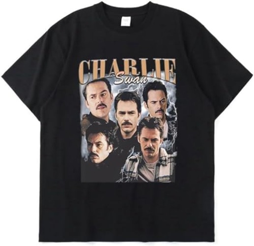 Team Charlie Swan T Shirt Billy Burke Graphic PrintTshirts Men Cotton Thin Short Sleeve Vintage Tee Shirt 2022 - M - Black