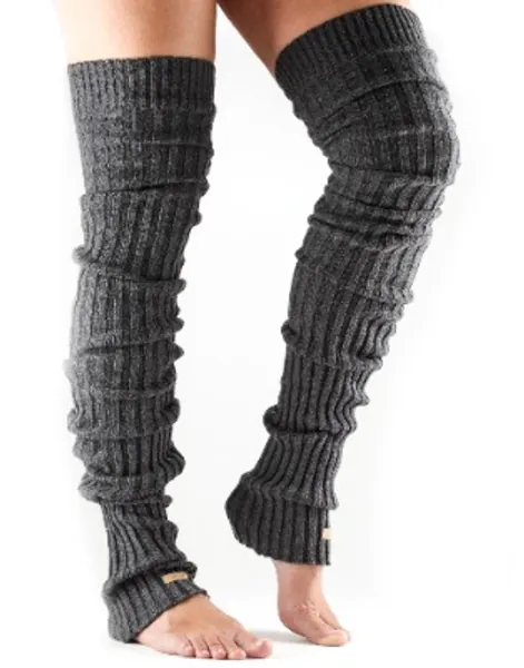 toesox Women’s Wool Thigh High Ribbed Knit Open Heel Leg Warmer for Dance, Yoga, and Fashion