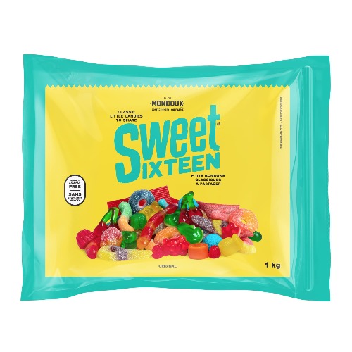 Sweet Sixteen ORIGINAL Candies, Assorted Flavorful Chewy Gummies and Jujubes Classic Candy Mix, Peanut and Nut-Free - 1 kg - Original 1 kg (Pack of 1)