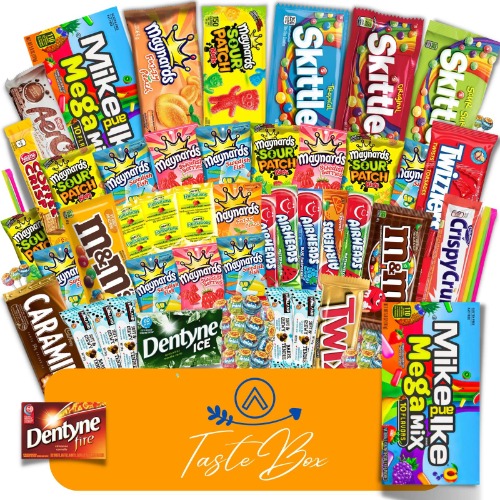 TasteBox candy variety box (75 count), Halloween candies, movie night box, candy gift, individually wrapped candies for adults, teens, and kids.