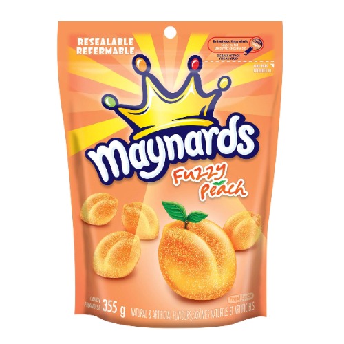 Maynards Fuzzy Peach Gummy Candy, Back to School Treats ,355g - Maynards Fuzzy Peaches Candy