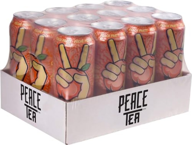 Peace Tea, Peach Party 695mL Cans, Pack of 12