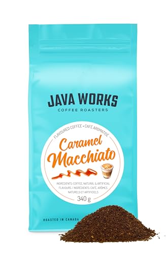 Java Works Coffee Caramel Macchiato Flavoured Coffee *Ground*, 340 Grams (Packaging may vary) - Caramel macchiato - 340 g (Pack of 1)