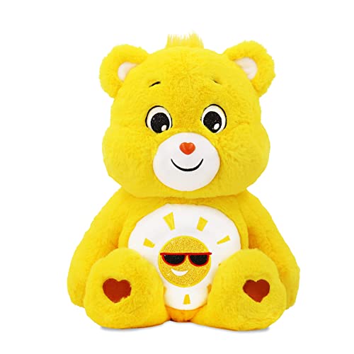 Care Bears 18" Plush - Funshine Bear with Glitter Belly Badge - Soft Huggable Material! - Funshine Bear