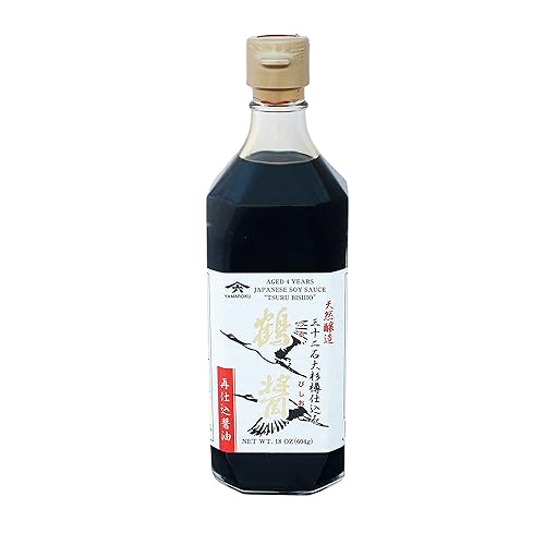 Yamaroku Shoyu Pure Artisan Dark Sweet Japanese Premium Gourmet Barrel Aged 4 Year Soy Sauce "Tsuru Bisiho", 18oz (532ml) (18oz, 1)… (1 Pack) - 1.12 Pound (Pack of 1)
