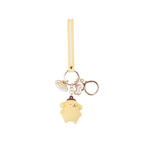 PaPiJoJo Cute Keychain Kawaii Anime Keychain, Hello Kitty, My Melody,Kuromi,Keroppi, Badtz-Maru, Cinnamoroll, Pompompurin - White, Yellow - Pompompurin