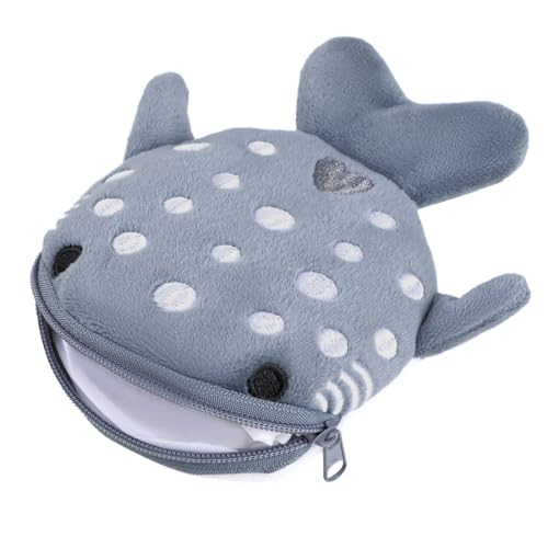 WLLHYF Shark Coin Purse Mini Cute Change Purses Small Cartoon Coin Pouch Funny Zipper Cosmetic Bag Earphone Wallet Small Items Bags for Women (Grey) - Grey