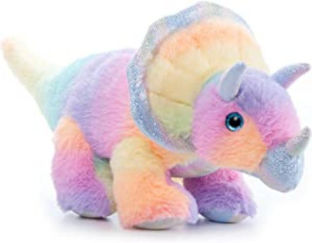 The Petting Zoo Triceratops Stuffed Animal Plushie, Ombrez Wildlife Animals, Rainbow Dinosaur Plush Toy 17 inches