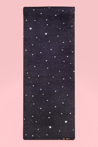 Black Starry Vegan Suede Yoga Mat by POPFLEX