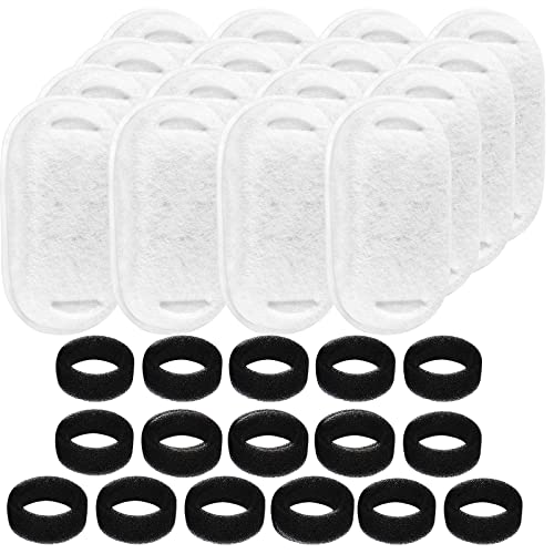 16 Pack Cat Water Fountain Filters with 16 Sponges, Pet Replacement Filters for Stainless Steel 108oz/3L, 67oz/2L Pet Fountain - 16 Filters & 16 sponges