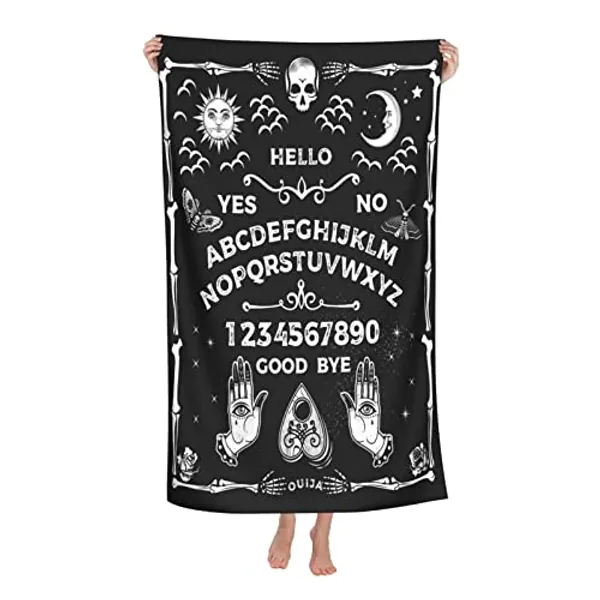 SKT T1 Magic Ouija Board Beach Towel for Adults Kids Black Tarot Skull Sun Moon Gothic Quick Drying Bath Pool Towels Soft Sand Proof Highly Absorbent Beach Accessories - Oversized 31.5x51.2 Inches