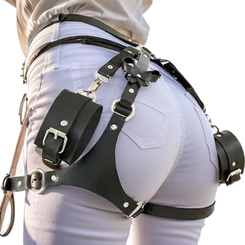 MEBCHAR Leather Body Belt for Women,Adjustable Leather Garters,Punk Women Waist Belts,Waist Body Chain Belt - Lp-239black - S-XL: 35in-42in （Waist Size）