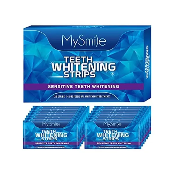 
                            MySmile Teeth Whitening Strips, 28 White Strips Non-Sensitive Teeth Whitening Kit, 14 Sets Teeth Whitener for Tooth Whitening, Remove Stain From Smoking, Coffee, Soda, Food, Wine
                        