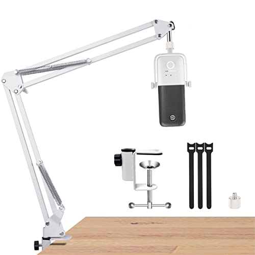 For Elgato Wave White Mic Arm, White Boom Arm Compatible with Elgato Wave 3 Microphone, White Desk Stand for Elgato Wave1 Mic perfect for Podcasts, Gaming, Recording - White Boom Arm