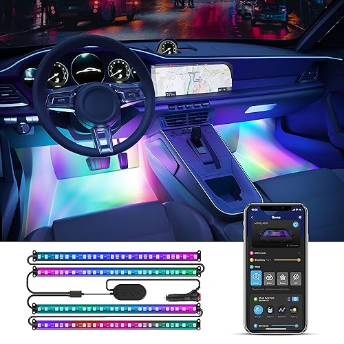 Govee Car LED Strip Lights, Smart RGBIC Interior Car Lights with APP Control, 4 Music Modes, 30 Scene Options and 16 Million Colors, 2 Lines Design LED Lights for Car Decor, DC 12V
