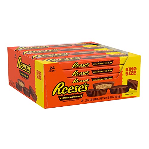 REESE'S Milk Chocolate King Size Peanut Butter Cups, Candy Packs, 2.8 oz (24 Count) - 2.8 Ounce (Pack of 24)
