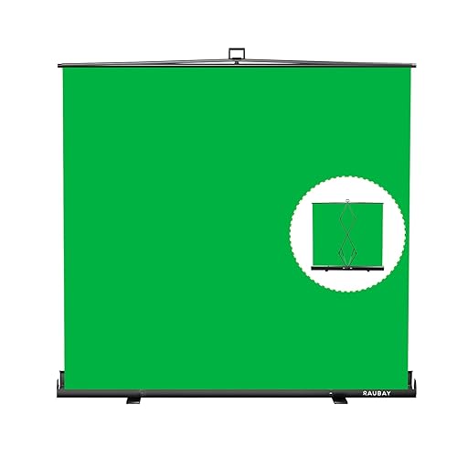 【Wider Style】 RAUBAY 78.7 x 82.7in Large Collapsible Green Screen Backdrop Portable Retractable Chroma Key Panel Photo Background with Stand for Video Conference, Photographic Studio, Streaming - Wider (78.7 x 82.7in) - green