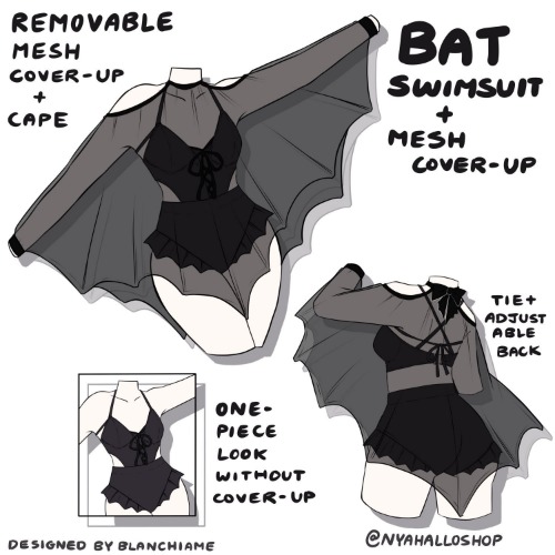 [PRE-SAMPLE PRE-ORDER] Bat Swimsuit + Mesh Cover-Up (6+ month wait) | Swimsuit + Cape / M