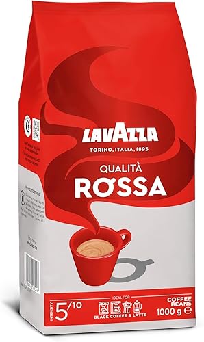 Lavazza, Qualità Rossa, Coffee Beans, with Aromatic Notes of Chocolate and Dried Fruit, Arabica and Robusta, Intensity 5/10, Medium Roasting, 1 Kg - Coffee - 1 kg (Pack of 1)