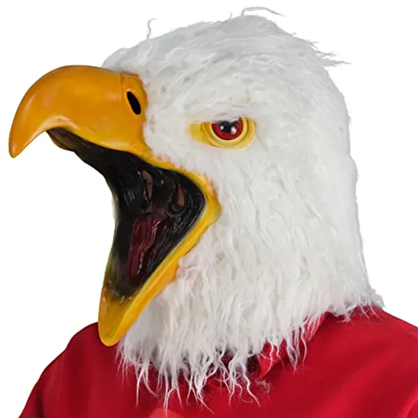 MOKRY PARTY White Eagle Head Mask Animal Bird Mask Eagle Claw Hairy Latex Mask Halloween Carnival Costume Mask