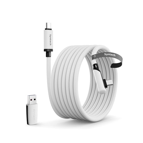 Syntech Link Cable Compatible with Meta/Oculus Quest 3/Quest 2 Accessories and PC/Steam VR, 16FT Upgraded Type C Cable with USB 3.0 Adapter, High Speed Data Transfer Cord for VR Headset - 5m - White