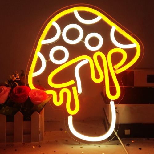 Mushroom Neon Sign Dimmable Led Mushroom Neon Light Cute Neon Mushroom Sign Night Light 3d Wall Art Mushroom Neon Signs For Wall Decor Game Room Bedroom Decor Holiday Gift For Children Kids Girl