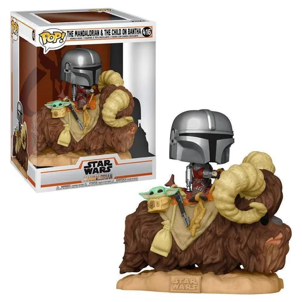 Funko POP Pop! Deluxe: Mandalorian - Mandalorian on Bantha with Child, Multicolor, Standard