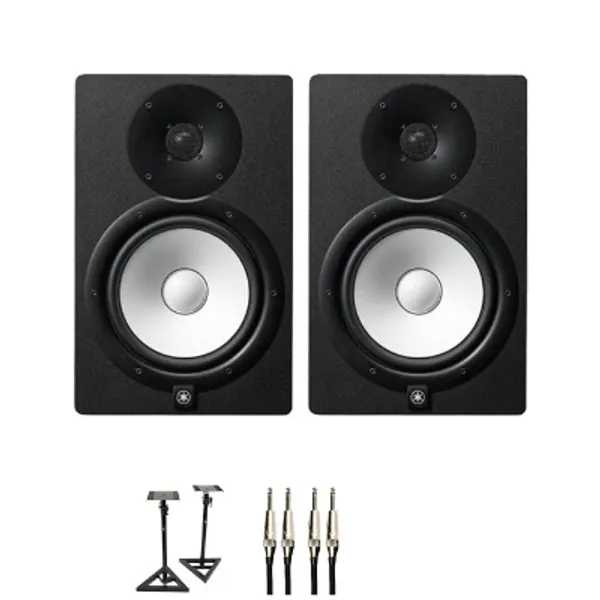 Yamaha HS8 Monitor Bundle in Black with Speaker Stands - Andertons Music Co.