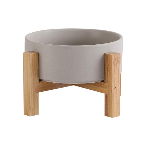 Grå keramiska upphöjda kattskålar, kattmaträtt med stativ, upphöjd kattmat eller vattenskålar anti-kräkningar, husdjursskål med halkfri gummidyna, stressfri för katter och små hundar (400 ml/13 oz)