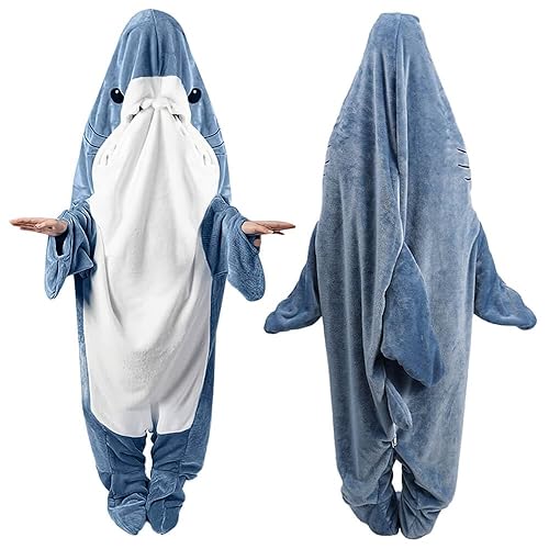 inkArts Shark Blanket, Shark Onesie, Shark Blanket Hoodie Onesie, Shark Pajamas, Shark Costume, Shark Wearable Blanket - L: for Height 57-61 In.