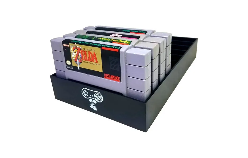 Collector Craft Black Game Organizer Compatible with Nintendo SNES Cartridge, Dust Cover, Cartridge Holder, Super Nintendo Entertainment System - Super Nintendo Black